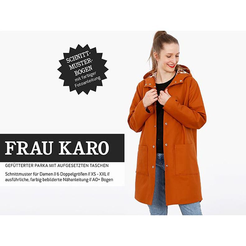 FRAU KARO - fodrad parkas med huva med påsydda fickor, Studio Schnittreif  | XS -  XXL,  image number 1