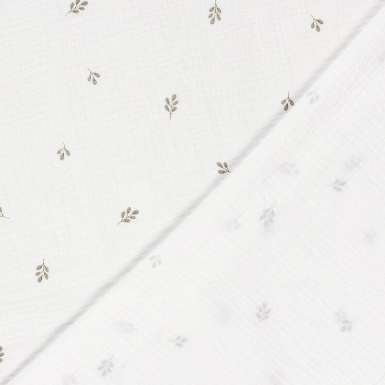 Muslin/Dubbel-krinkelväv Liten gren – yllevit/vass,  image number 4
