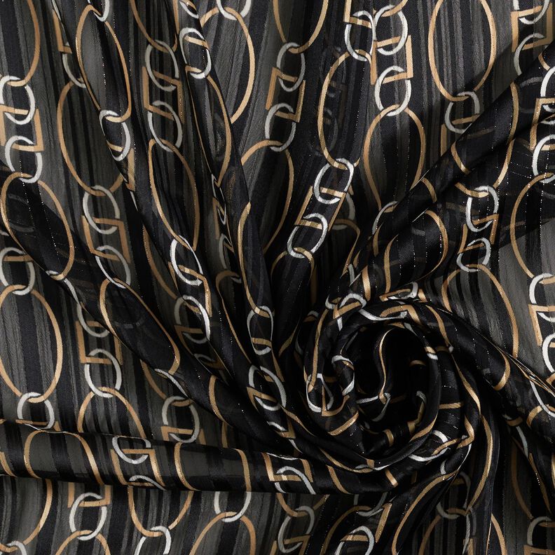 chiffong kritstrecksrandigt i glitter kedjelänkar – svart/vit,  image number 3