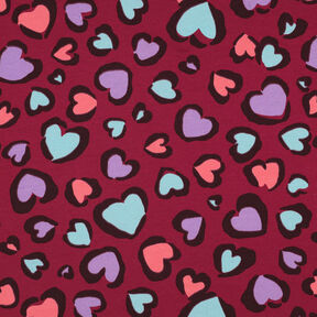 Sweatshirt Ruggad färgglada hjärtan | Poppy Fabrics – hallon, 