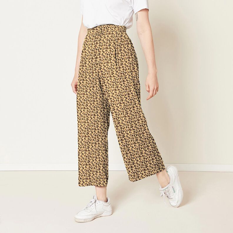 Muslin Quiltat tyg leo-tryck – beige/svart, image number 6