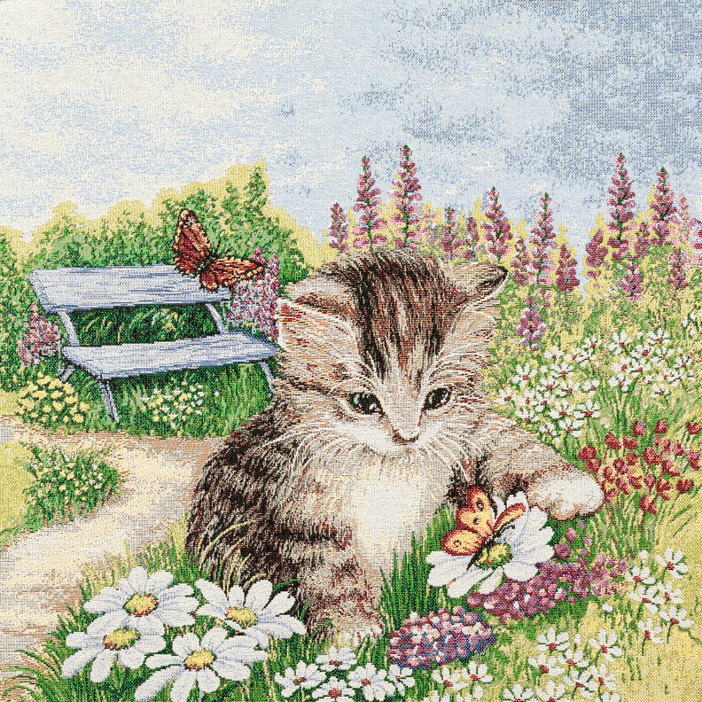 dekorationspanel Gobeläng Lekande kattunge – kaminrött/ljusbeige,  image number 1