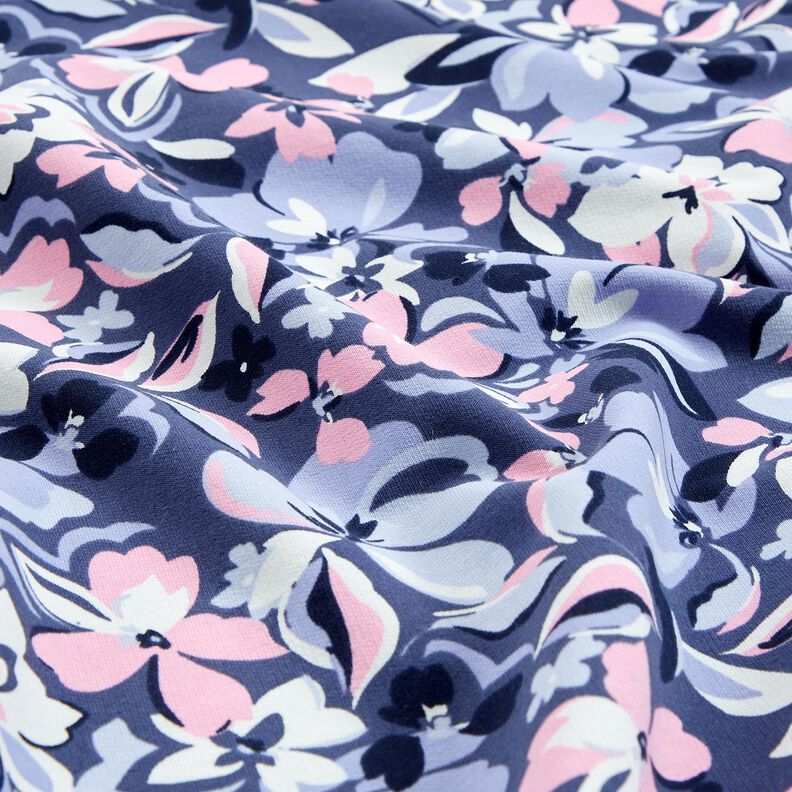 Sommarsweat Stora blommor | Poppy Fabrics – jeansblå,  image number 2