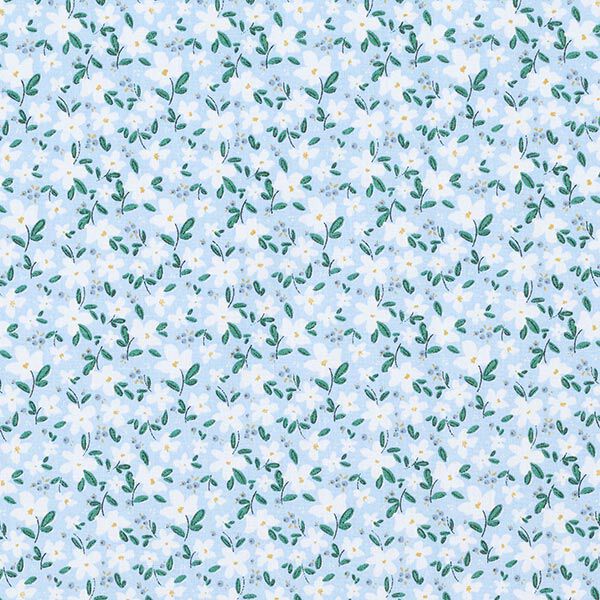 ekologisk bomullspoplin fina blommor – himmelsblå,  image number 1