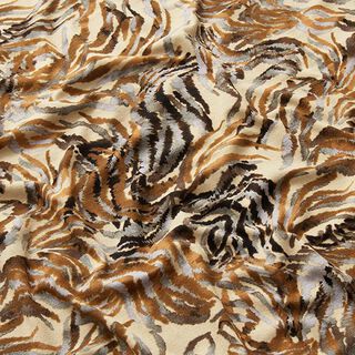 Viskosjersey abstrakta växter – beige, 