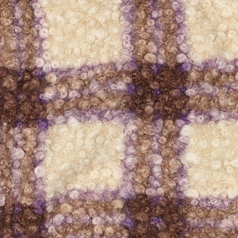 Stickad Bouclé Check – grön/yllevit, image number 2