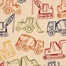 French Terry Sommarsweat Byggplatsfordon | Poppy Fabrics – beige/marinblått,  thumbnail number 1