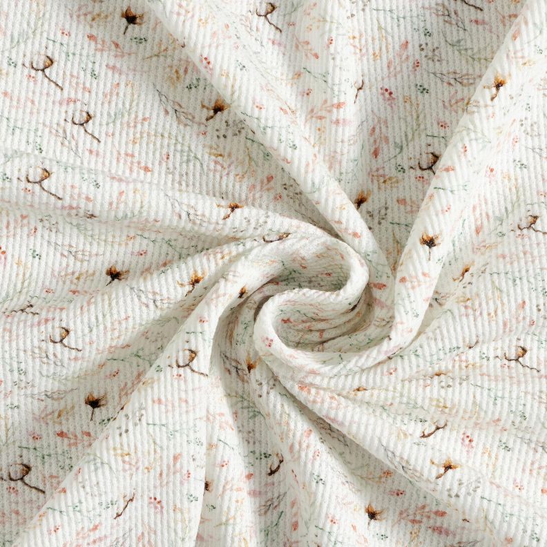 Våffeljersey blomkvistar – elfenbensvit,  image number 3