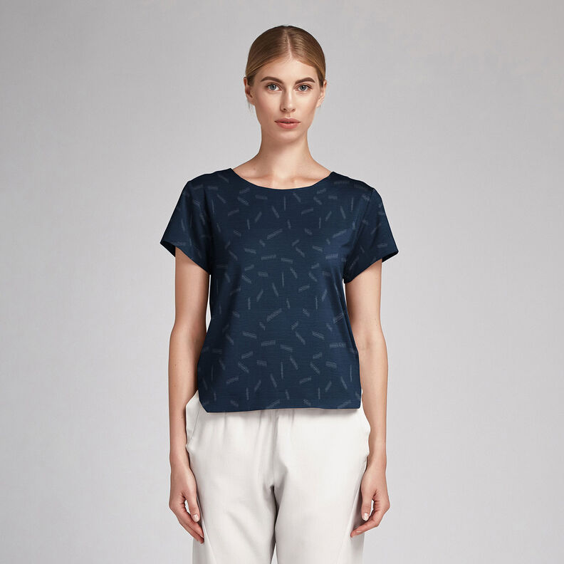 Jacquard dobby ränder – marinblått,  image number 6