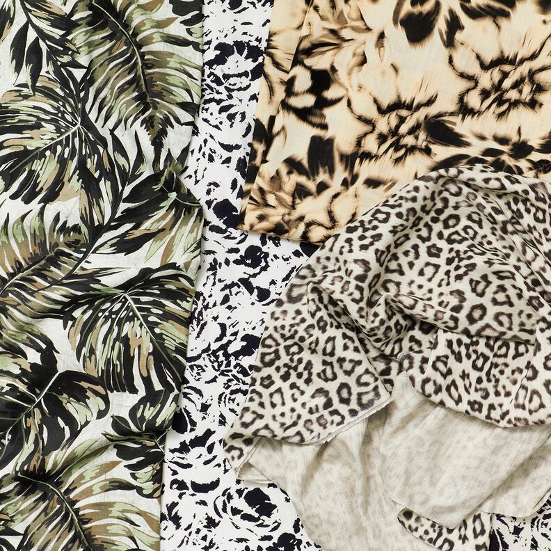 Viskos-linne-mix Abstrakta blommor &ndash; vit/nattbl&aring;,  image number 5