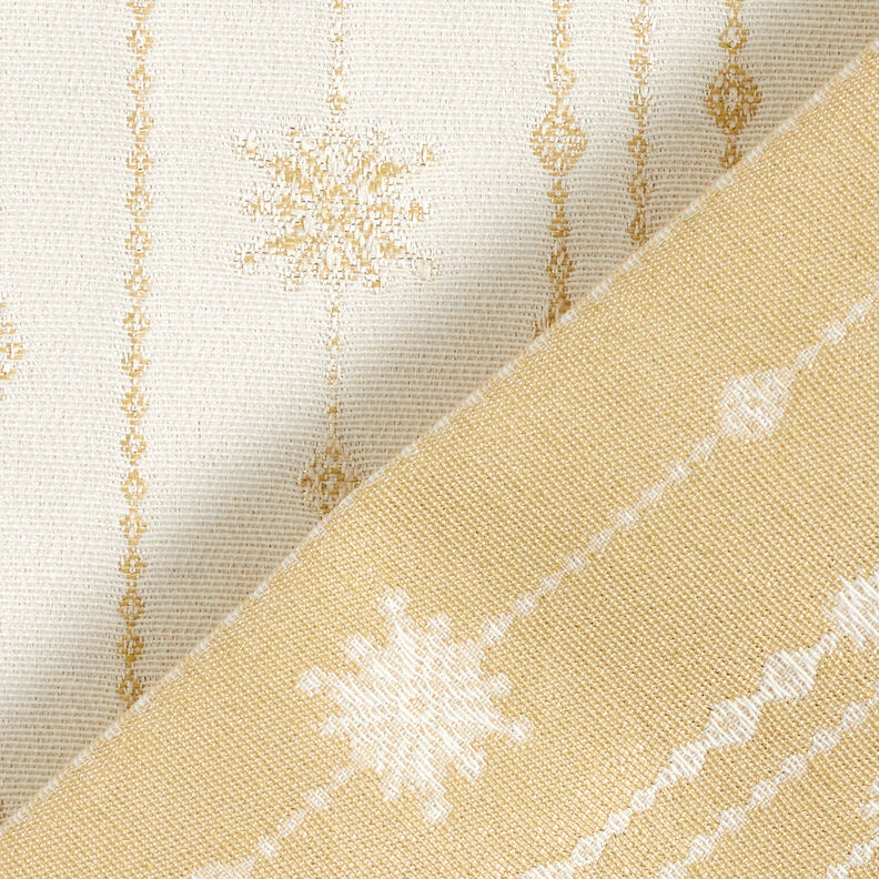 Dekorationstyg Jacquard Lurex Girlang av snöflingor – ljusbeige/guld, image number 4