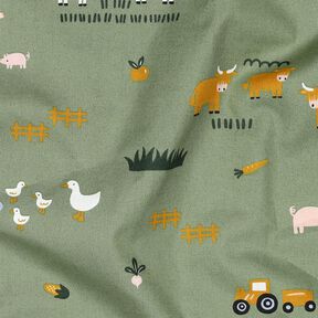 Bomullspoplin bondgårdsdjur | Poppy Fabrics – pinjegrön, 