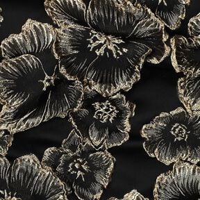Jacquard 3D-effektblommor – svart/mandel,  Jacquard 3D-effektblommor – svart/mandel,
