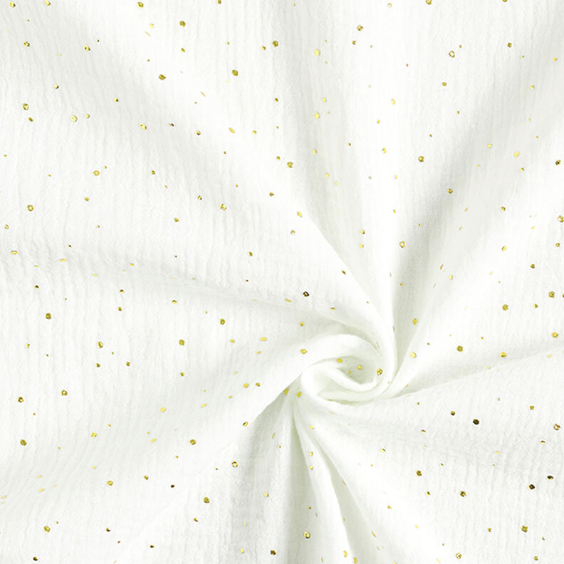 Bomull Muslin Spridda guldfläckar – vit/guld,  image number 3