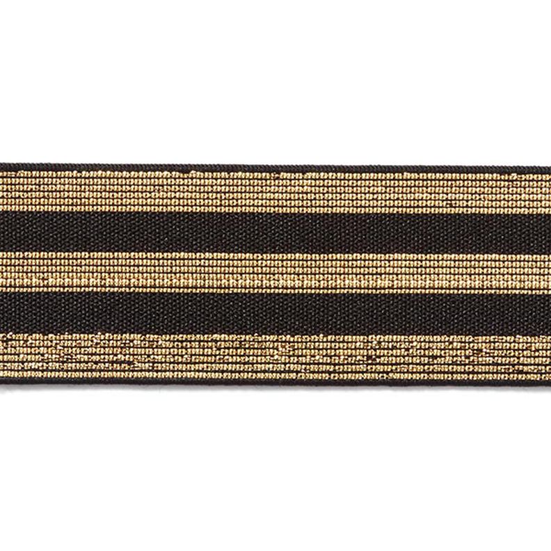 Randigt gummiband [40 mm] – svart/guld,  image number 1