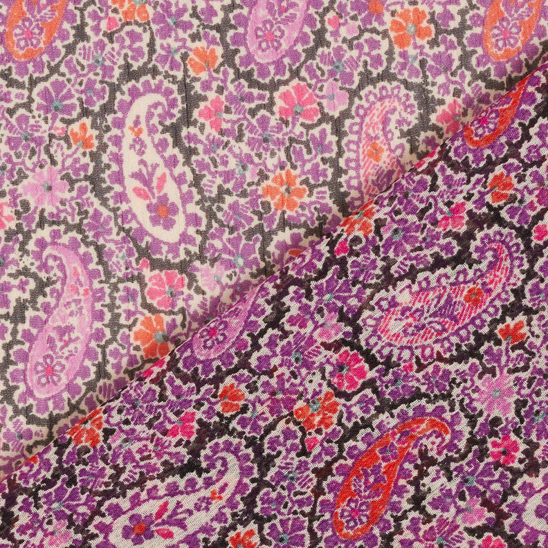 Crepe-chiffong paisley – rödlila,  image number 4