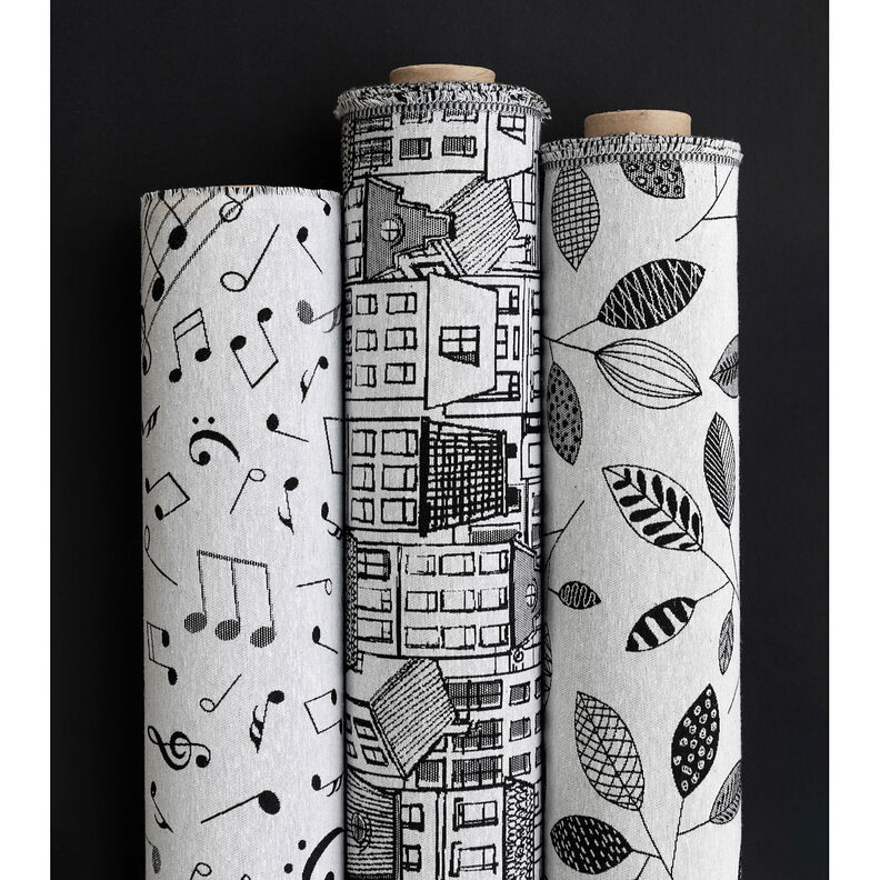 Dekorationstyg Jacquard by i linjekonst – svart/vit, image number 5