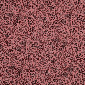 Muslin/Dubbel-krinkelväv Tvåfärgade blommor  | Poppy Fabrics – mörk gammelrosa/svart, 