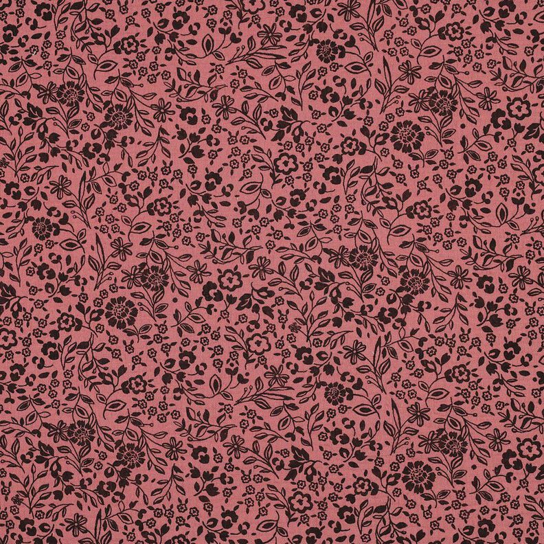Muslin/Dubbel-krinkelväv Tvåfärgade blommor  | Poppy Fabrics – mörk gammelrosa/svart,  image number 1