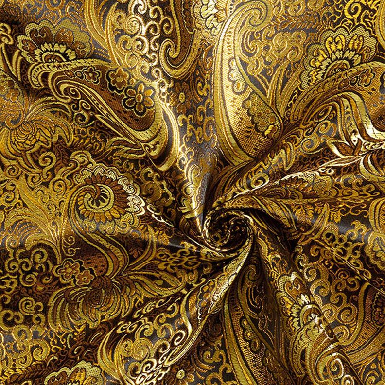 Jacquard för kläder Metallic paisley – guld/svart,  image number 3