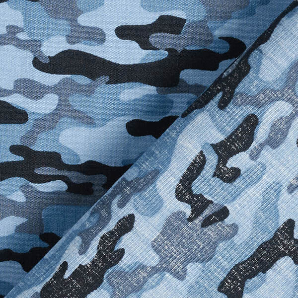 Bomullstyg Poplin kamouflage – blå, image number 4