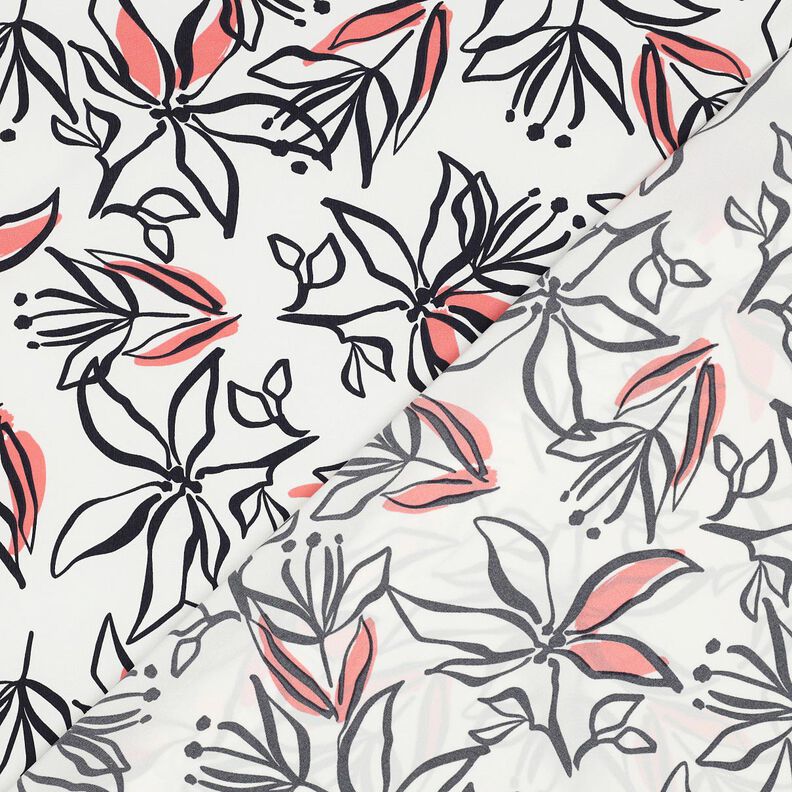 Tunt stretchtyg abstrakta liljor &ndash; vit/hummer,  image number 4