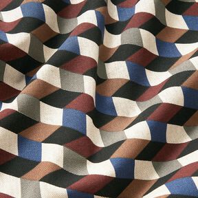 Dekorationstyg Halvpanama minimalistiska kuber &ndash; natur/bl&aring;, 