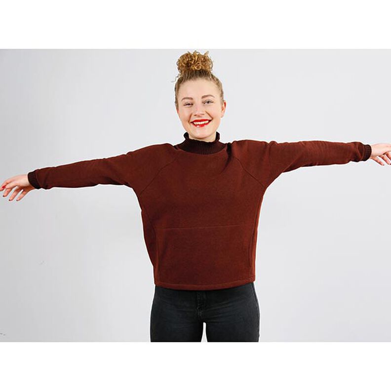 FRAU BETTI Fladdermuströja med magväska och ståkrage | Studio Schnittreif | XS-XXL,  image number 4