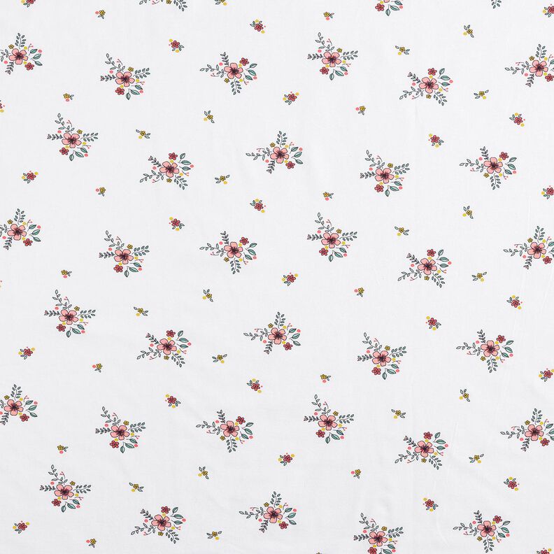 GOTS Bomullsjersey Spridda blommor | Poppy Fabrics – vit,  image number 1
