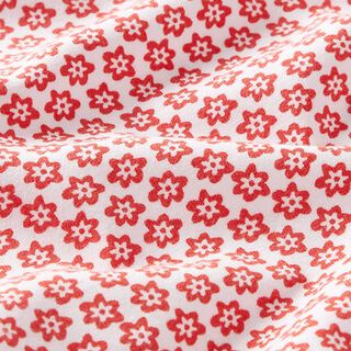 Bomullsjersey Småblommor – vit/rött, 