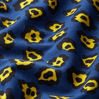 French Terry Sommarsweat Leopardmönster – marinblått/mildgrönt, 