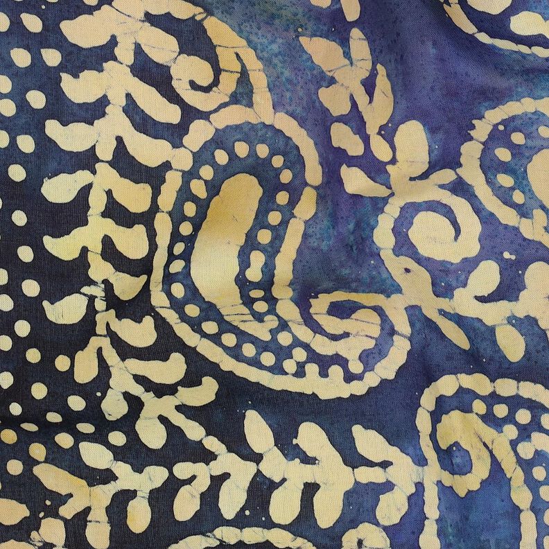 Fin bomullsbatist Batik Paisley – havsblå/sand,  image number 2