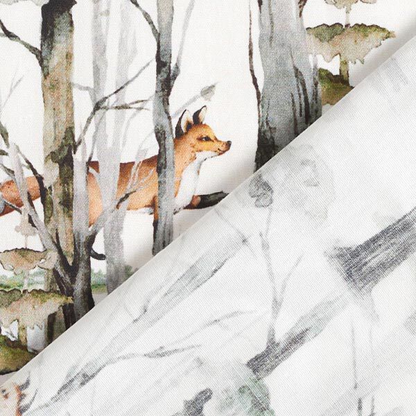Bomullspoplin räv i skogen Digitaltryck – vit,  image number 4