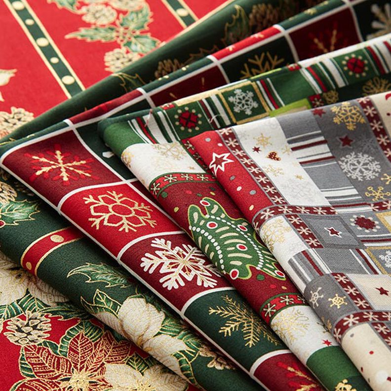 Bomullspoplin Färgglatt julmotiv – grön, image number 5