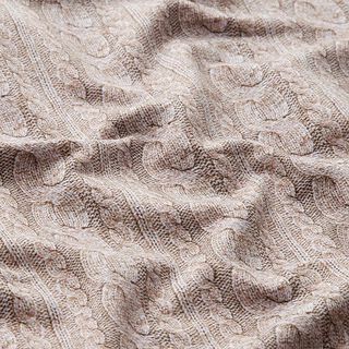 French Terry Sommarsweat kabelstickat tryck – mörkbeige, 
