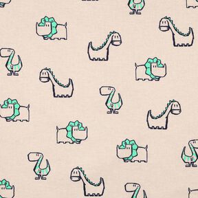 Bomullsflanell fräcka dinosaurier | Poppy Fabrics – natur/smaragdgrön, 