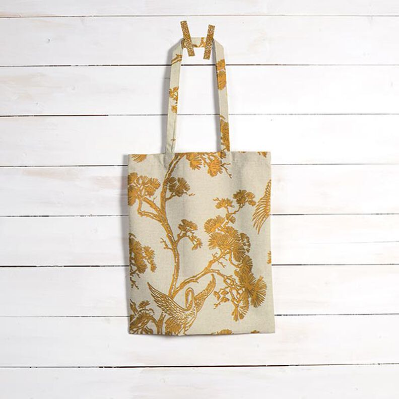 Dekorationstyg Canvas kinesisk trana – beige/currygul,  image number 8