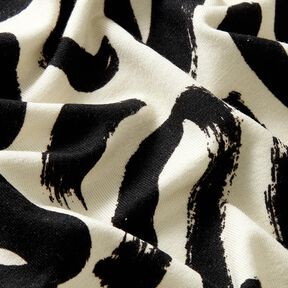 Viskosjersey Abstrakta penseldrag – kräm/svart, 