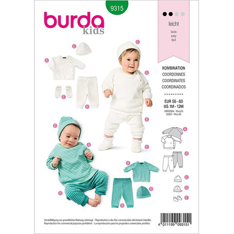 Set för nyfödd baby, Burda 9315 | 56-80,  image number 1