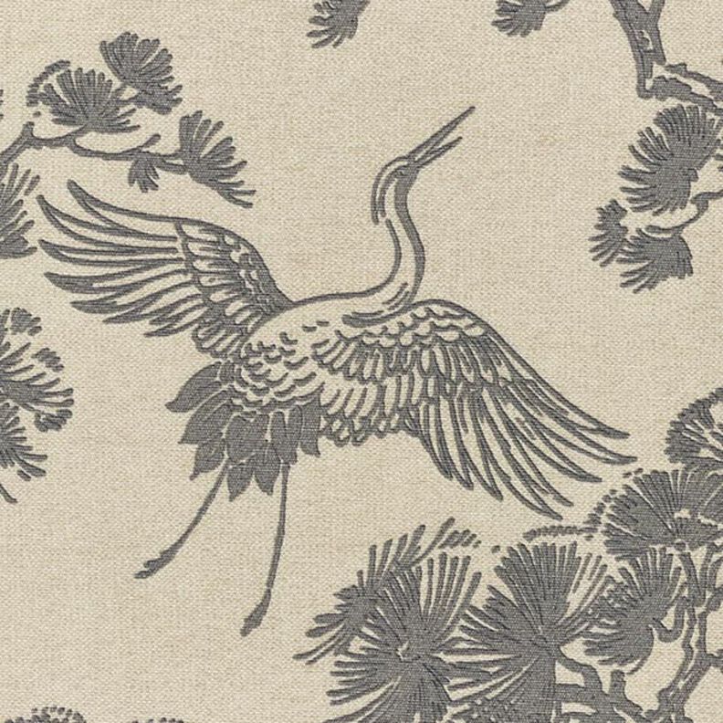 Dekorationstyg Canvas kinesisk trana – sand/grått,  image number 6
