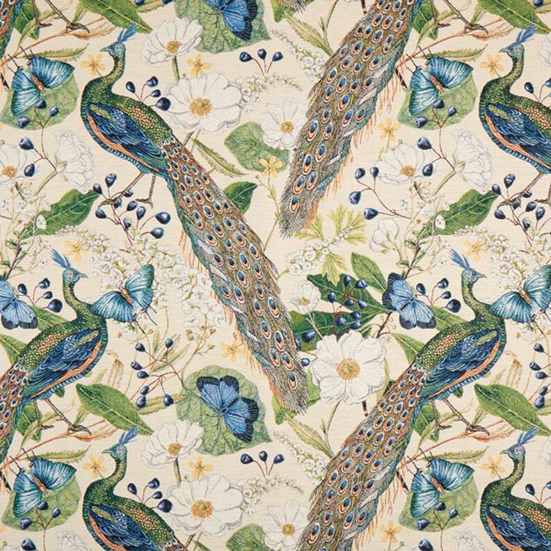 Dekorationstyg Gobeläng Påfågel – beige,  image number 1