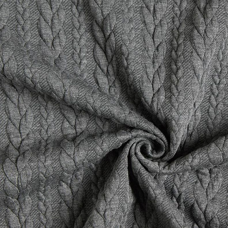 Jerseyjacquard Cloqué Flätat mönster – mörkgrå,  image number 3