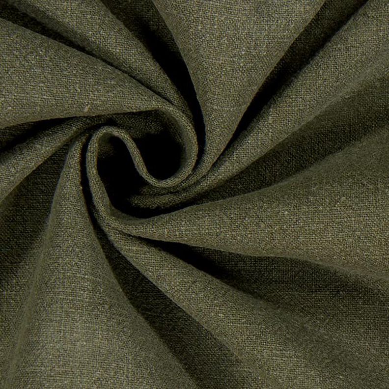 Linnetyg ramie mix stonewashed, kraftig kvalitet – mörk–oliv,  image number 2