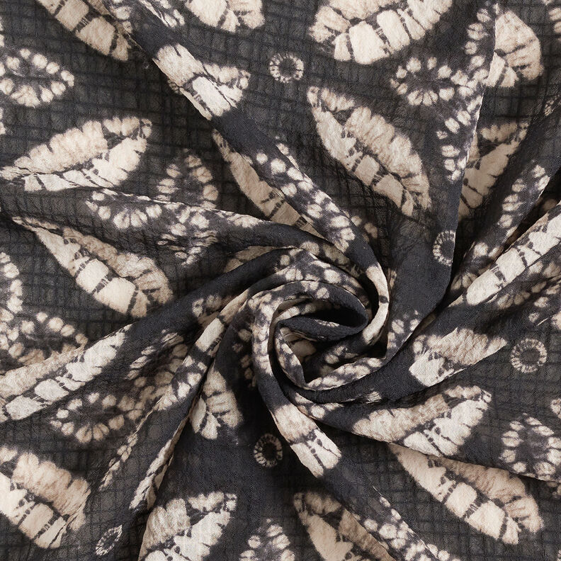 Crepe-chiffong bladtryck – svart/beige, image number 4