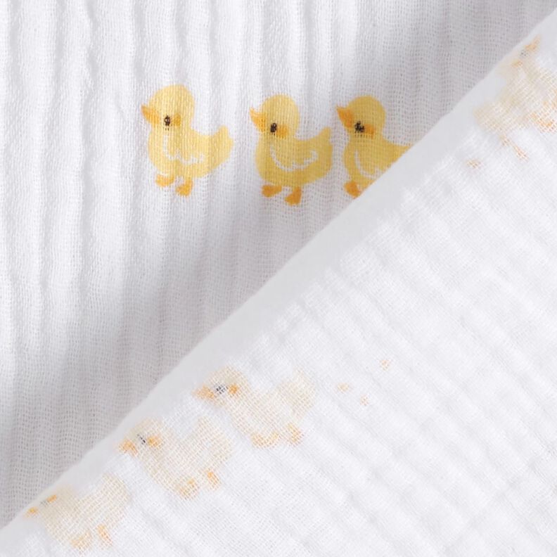 Muslin/Dubbel-krinkelväv Söta ankungar – vit/guld,  image number 4