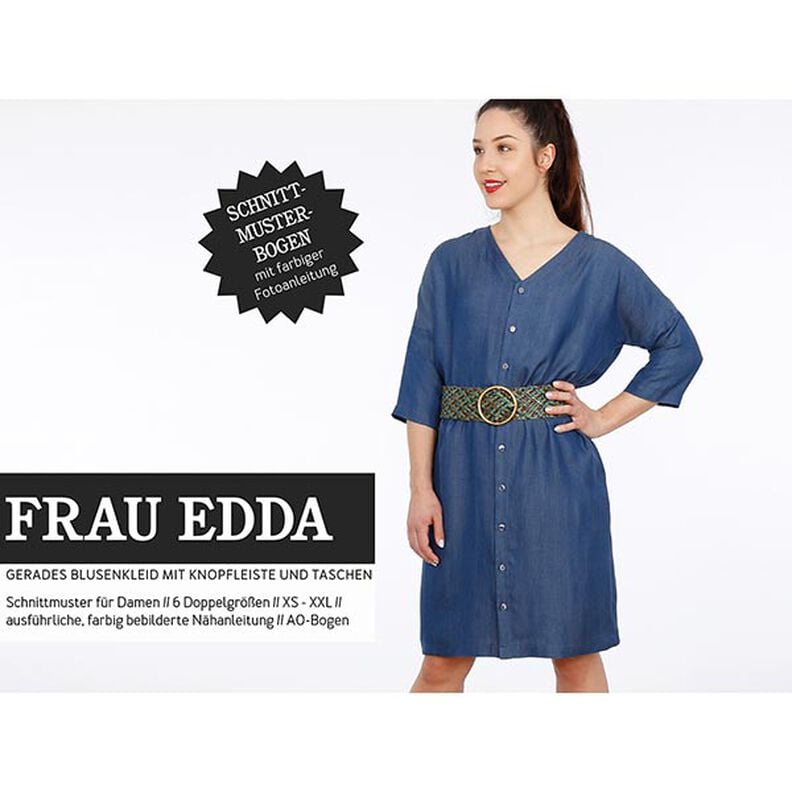 FRAU EDDA Rak blusklänning med knappslå och fickor | Studio Schnittreif | XS-XXL,  image number 1