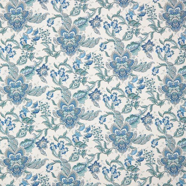 dekorationstyg Canvas orientaliska blomsterornament 280 cm – vit/blå,  image number 1