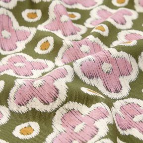 Dekorationstyg Canvas Broderi-look – pinjegrön/ljus gammalrosa, 