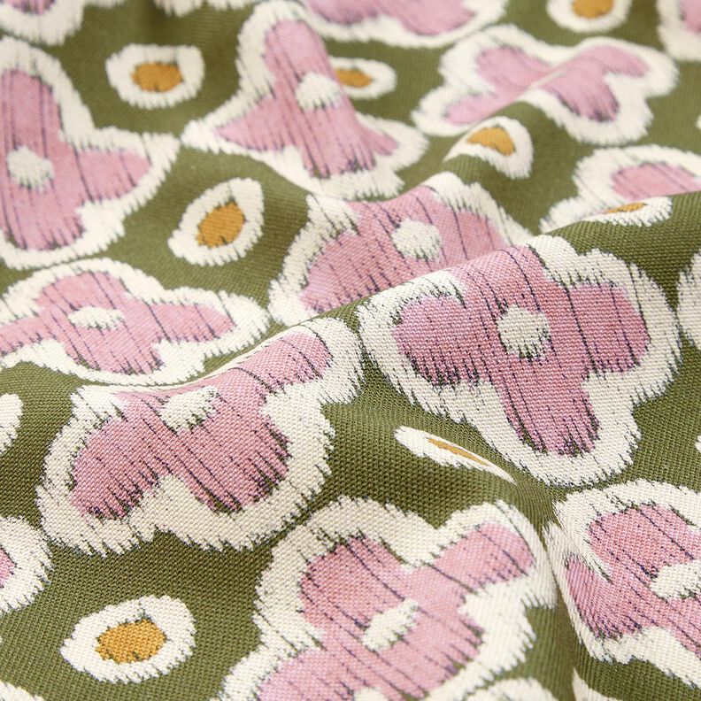Dekorationstyg Canvas Broderi-look – pinjegrön/ljus gammalrosa, image number 2