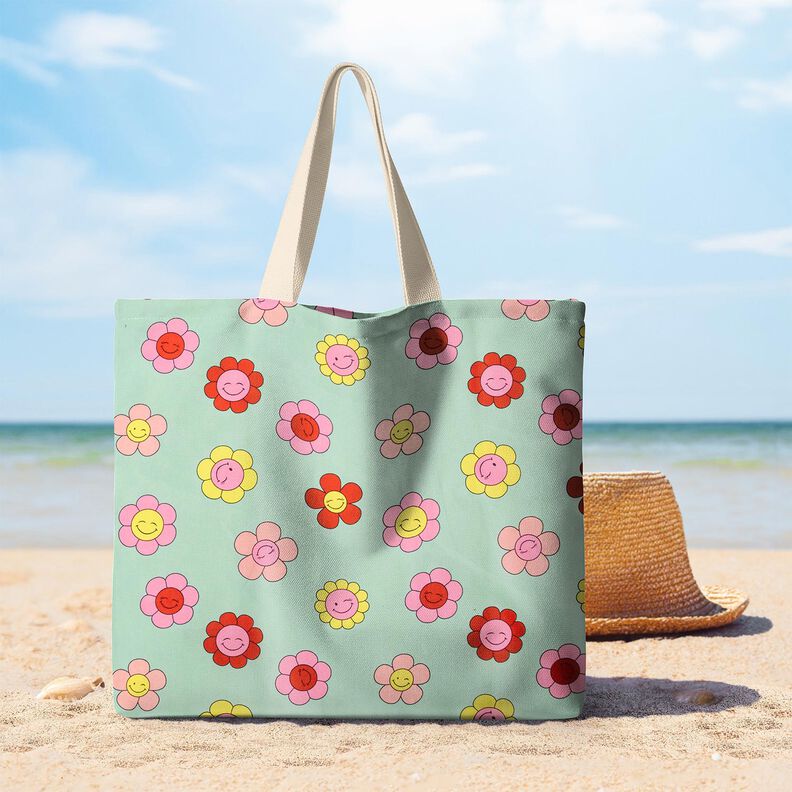 Behandlad bomull Glada blommor | Poppy Fabrics – mint/citrongul,  image number 9
